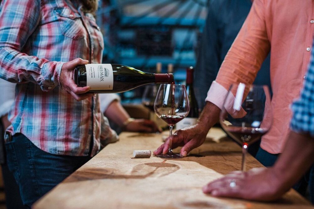 FreemanvineyardsandwineryYoungwinetasting  Travellarks Getaways summer adventures in Young Freeman vineyards and winery Young wine tastingjpg