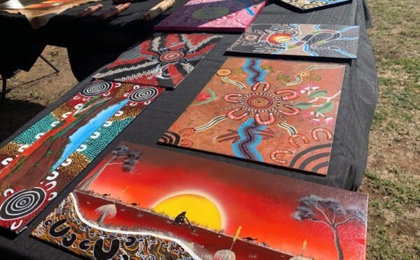 IndigenousartsaleGulgongMarketsNSWTravellarksGetaways Travellarks Getaways Indigenous art Markets Things to do around Gulgong NSW Travellarks Getawaysjpg