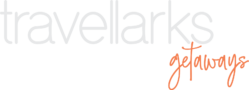 travellarks getaways logo - white text